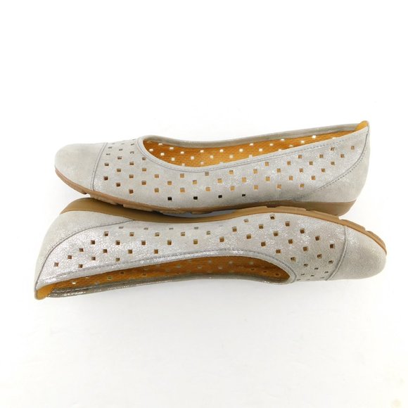 GABOR Perforated Brushed Silver Ballet Flats 6.5 UK - Picture 5 of 8